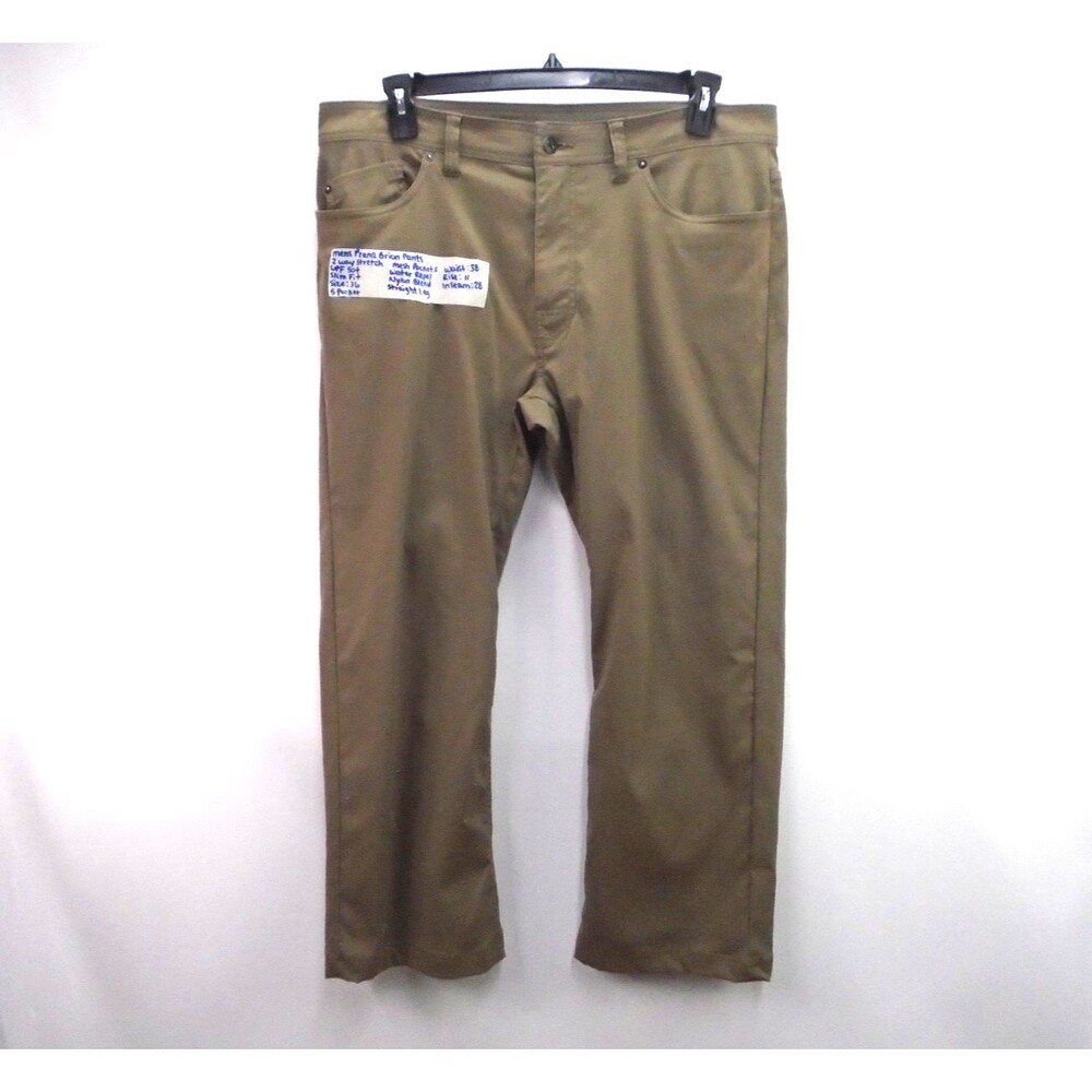 Prana Brion Pants Mens Size 36x30 ( 38x28) Brown Slim Fit Hiking UPF 50+